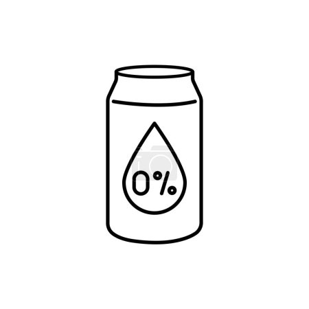 Illustration for Non-alcoholic beer in a tin can black line icon. - Royalty Free Image