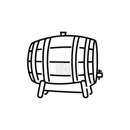 Ilustración de Icono de línea negra barril de madera. - Imagen libre de derechos