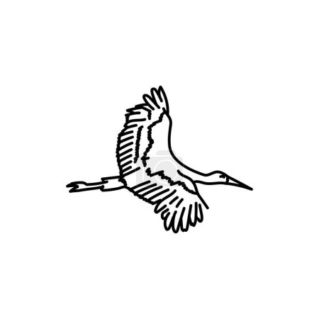 Illustration for Stork bird black line icon. - Royalty Free Image