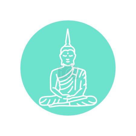 Ilustración de Estatua de Buda icono de línea negra. Budismo religión. - Imagen libre de derechos