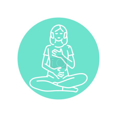 Illustration for Guided meditation black line icon. - Royalty Free Image