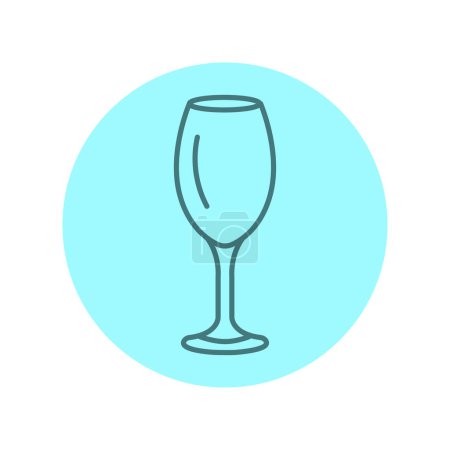 Téléchargez les illustrations : Verre à vin ligne noire icône. Dishware - en licence libre de droit