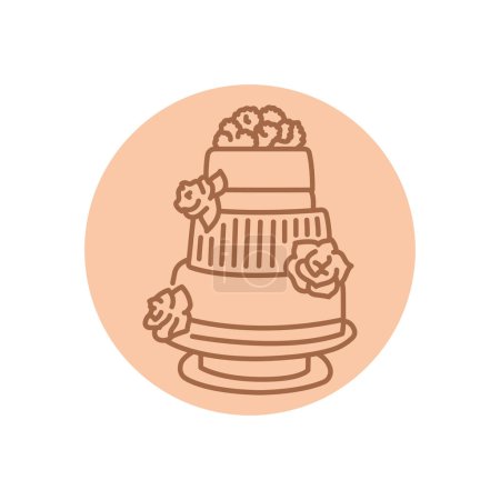 Illustration for Wedding cake black line icon. Beautiful dishware. - Royalty Free Image