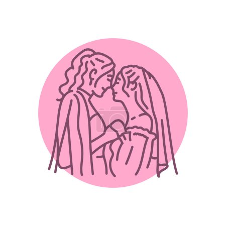 Illustration for Lesbian couple black line icon. - Royalty Free Image