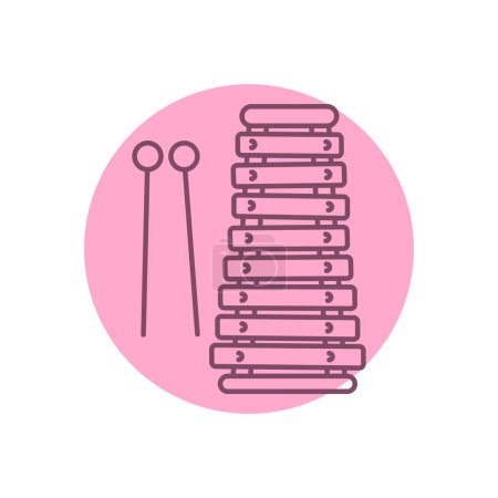 Illustration for Toy kids xylophone black line icon. - Royalty Free Image