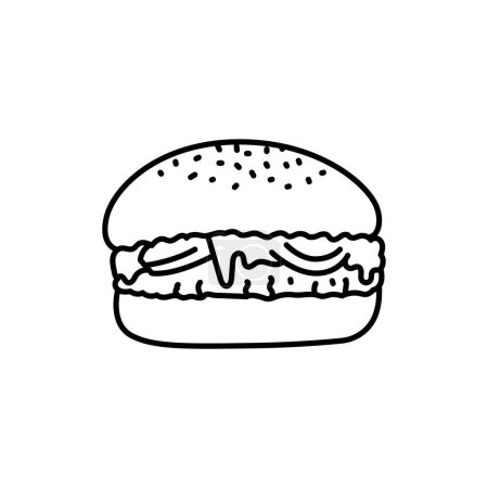 Téléchargez les illustrations : Icône de ligne noire Burger. - en licence libre de droit