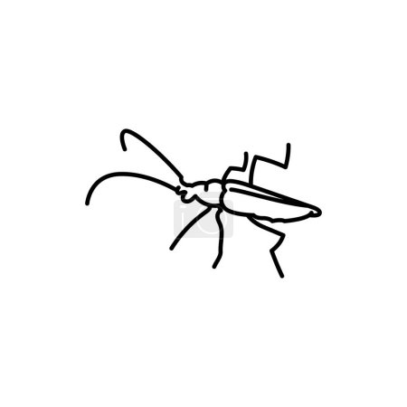 Illustration for Barbel beetle black line icon. - Royalty Free Image