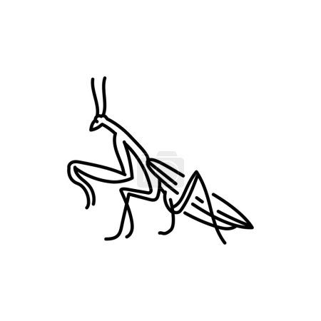 Ilustración de Mantis icono de línea negra. - Imagen libre de derechos