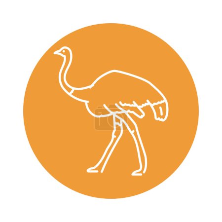 Illustration for Ostrich black line icon. Farm animals. - Royalty Free Image