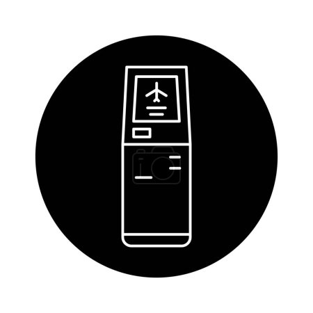 Illustration for Self check in black line icon. Machine in airport terminal. - Royalty Free Image