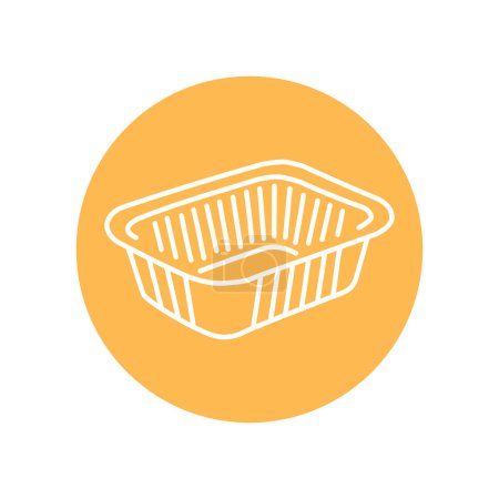 Illustration for Aluminum container black line icon. Takeout fastfood container - Royalty Free Image