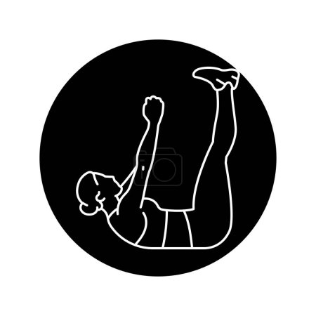 Téléchargez les illustrations : Fille faisant Crunch icône de ligne noire. - en licence libre de droit