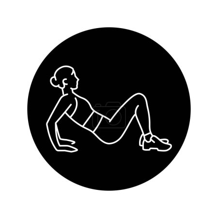 Illustration for Woman doing reverse push ups  black line icon. - Royalty Free Image
