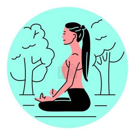Illustration for Nature-inspired meditation black line icon. - Royalty Free Image