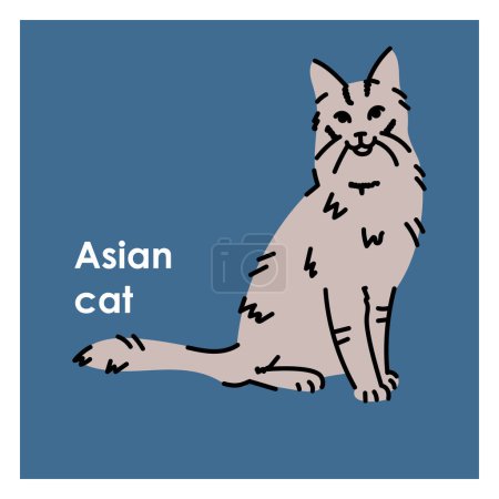 Illustration for Asian cat black line icon. Farm animals. - Royalty Free Image