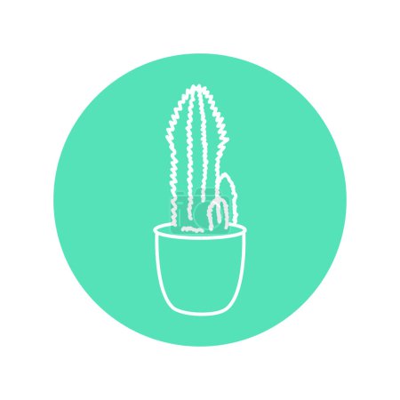 Ilustración de Cactus houseplant icono de línea negra. Planta decorativa interior. - Imagen libre de derechos