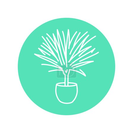 Illustration for Dracaena houseplant black line icon. Indoor decorative plant. - Royalty Free Image