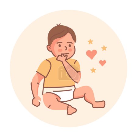Téléchargez les illustrations : Le bébé est assis icône de ligne de couleur. Développement des tout-petits. - en licence libre de droit