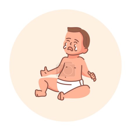 Ilustración de El bebé está llorando icono de la línea negra. Desarrollo de niños pequeños. - Imagen libre de derechos