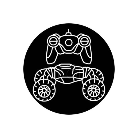 Illustration for Toy car with remote control black line icon. - Royalty Free Image