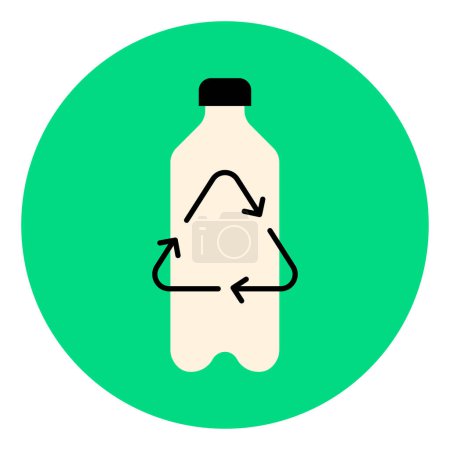 Téléchargez les illustrations : Bouteille en plastique recyclé icône de ligne noire. Pictogramme pour page web - en licence libre de droit