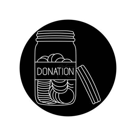Ilustración de Donación de dinero icono de línea negra. Pictograma para página web - Imagen libre de derechos