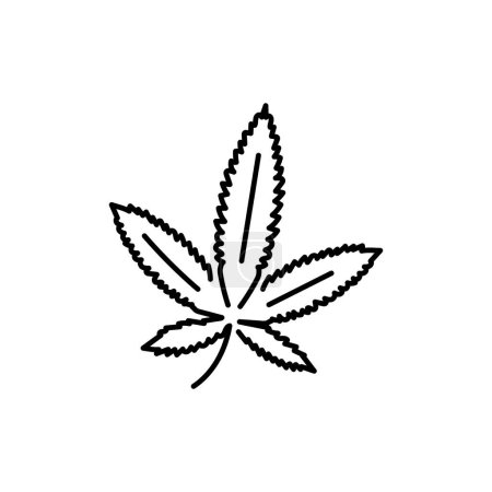 Téléchargez les illustrations : Feuille marijuana ligne noire icône. Substance narcotique. - en licence libre de droit