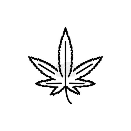 Téléchargez les illustrations : Feuille marijuana ligne noire icône. Substance narcotique. - en licence libre de droit