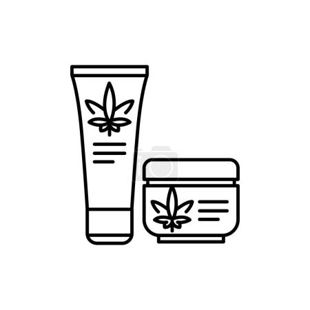 Illustration for Marijuana cosmetics black line icon. Narcotic substance. - Royalty Free Image