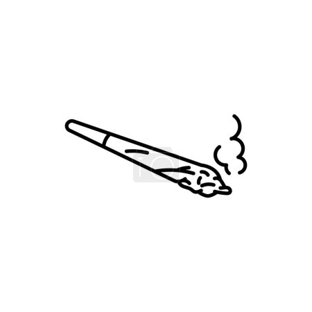 Illustration for Pre Roll cigarette black line icon. Cannabis product sign. Narcotic substance. - Royalty Free Image