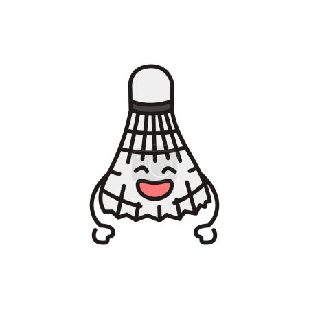 Ilustración de Divertido lindo feliz bádminton volante negro línea icono. - Imagen libre de derechos