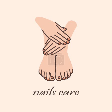 Illustration for Pedicure and manicure color line illustration. - Royalty Free Image