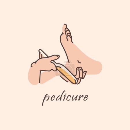 Ilustración de Pedicura spa pies femeninos línea de color ilustración - Imagen libre de derechos