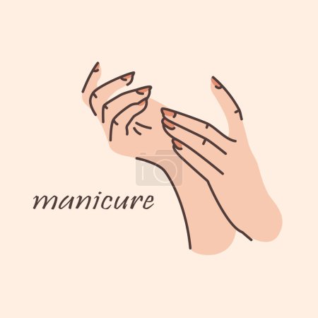Illustration for Women's hands with manicure color illustration. Nail service. - Royalty Free Image