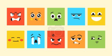 Ilustración de Personajes elementos de color. Mascotas de emociones. - Imagen libre de derechos