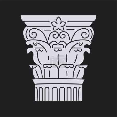 Ilustración de Columna griega corintia concepto negro. - Imagen libre de derechos
