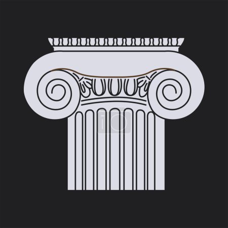 Illustration for Greek ionic column black concept. - Royalty Free Image