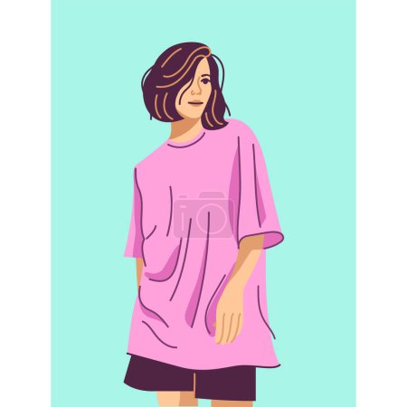 Illustration for Stylish young woman dressed in oversize clothes - Royalty Free Image