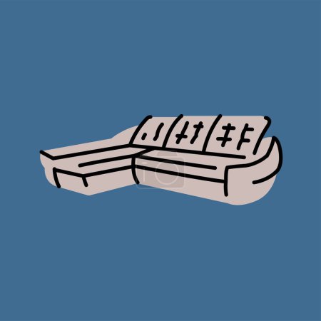 Illustration for Corner folding sofa black line icon. - Royalty Free Image