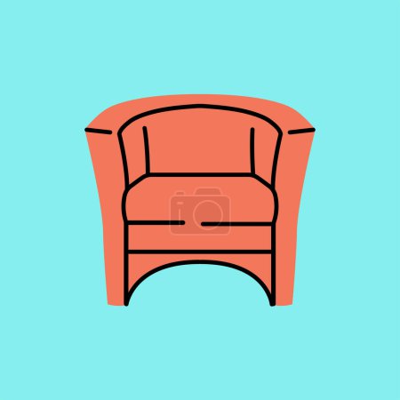 Illustration for Soft  chair black line icon. - Royalty Free Image