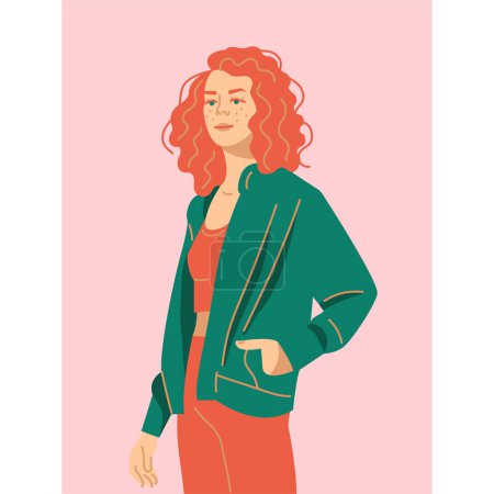 Illustration for Stylish young redhair woman dressed in sports clothes - Royalty Free Image