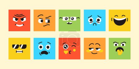 Ilustración de Personajes elementos de color. Mascotas de emociones. - Imagen libre de derechos