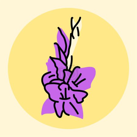 Illustration for Gladiolus flower black line - Royalty Free Image