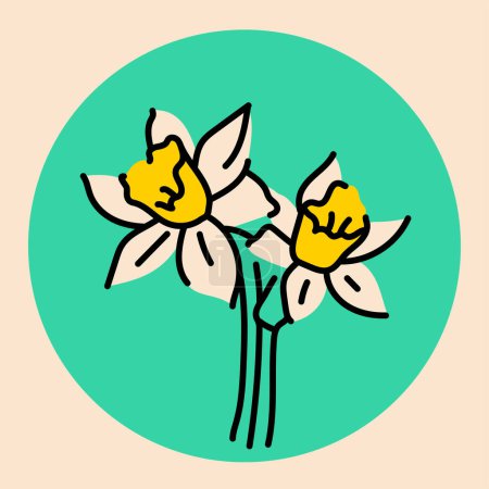 Ilustración de Narciso flor línea negra - Imagen libre de derechos