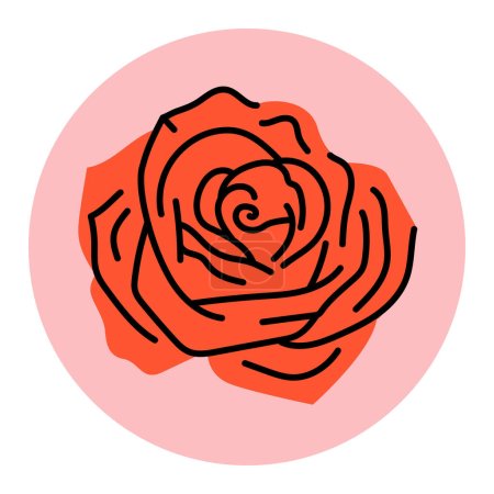 Ilustración de Rosa flor línea negra - Imagen libre de derechos