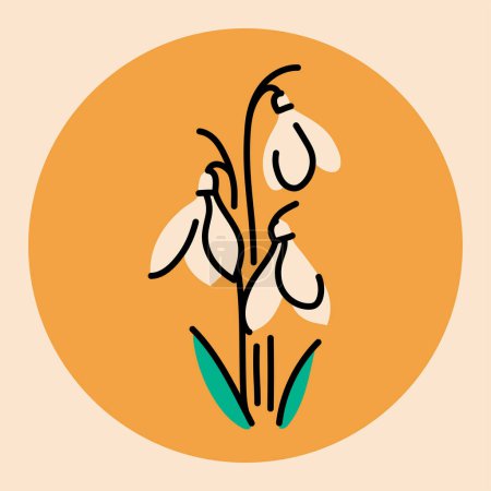 Téléchargez les illustrations : Snowdrop fleur ligne noire - en licence libre de droit