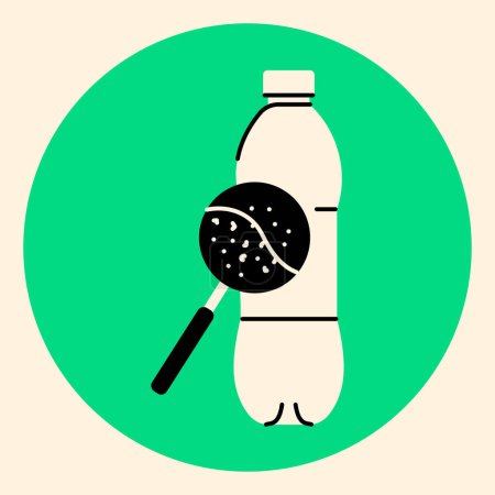 Ilustración de Microplastic in water bottle black line icon. Ocean pollution. - Imagen libre de derechos