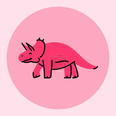 Illustration for Child toy rhinoceros black line icon. - Royalty Free Image
