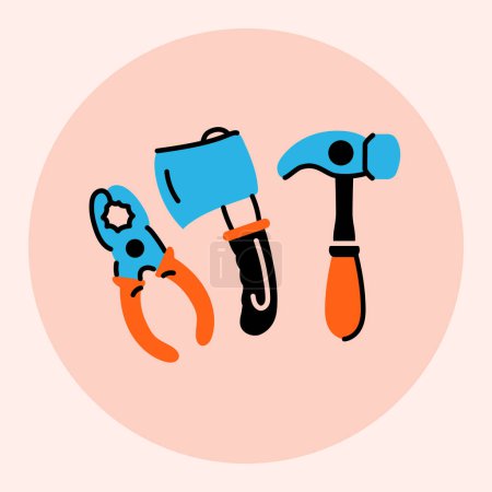 Illustration for Toy tools black line icon. - Royalty Free Image