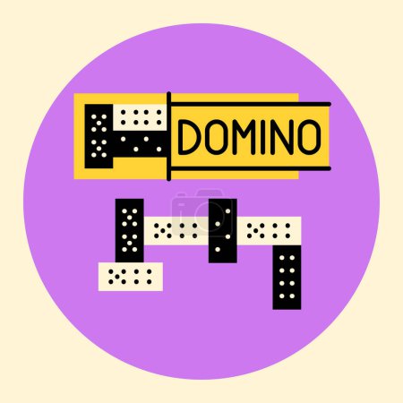Téléchargez les illustrations : Jeu Domino icône de ligne noire. - en licence libre de droit